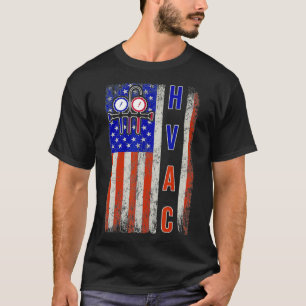 T-shirt Technicien HVAC Hommes Drapeau américain États-Uni