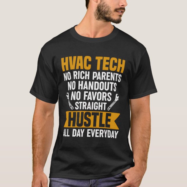 T-shirt Technicien Hvac Non Parents Riches Aucun Document  (Devant)