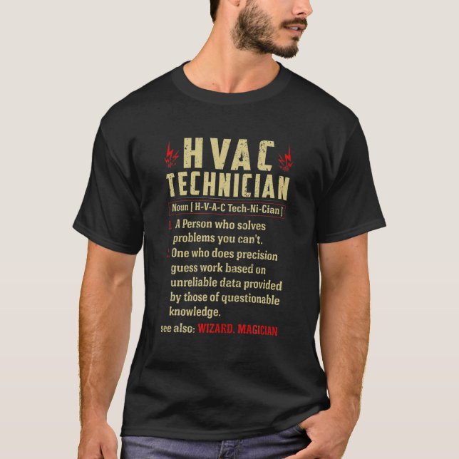 T-shirt Technicien HVAC Noun Définition Drôle Réparateur T (Devant)