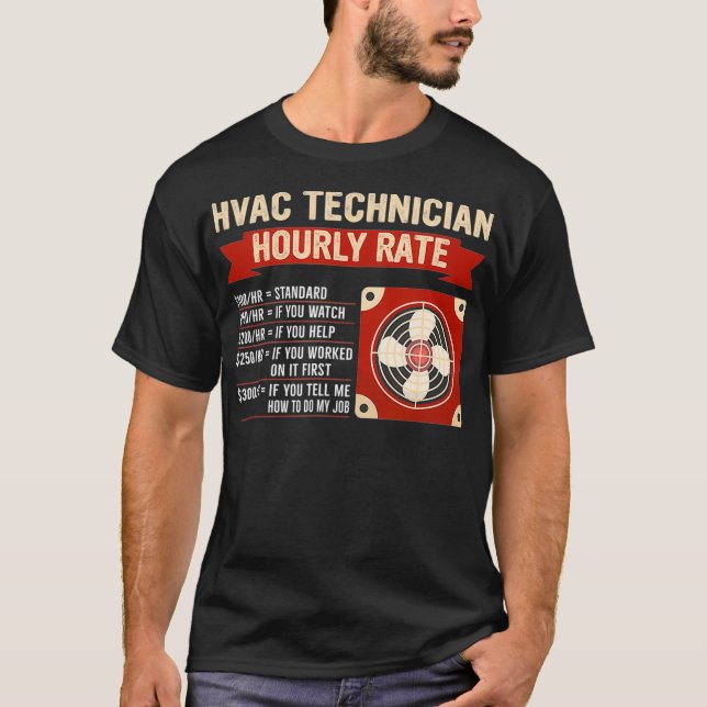 T-shirt Technicien Hvac Réparateurs À Taux Horaire Et Méca (Devant)