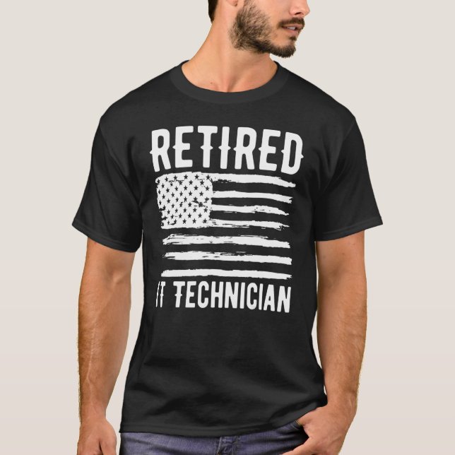 T-shirt Technicien informatique retraité Profession Drapea (Devant)