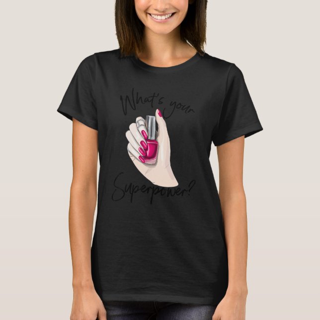 T-shirt Technicien Nail Fille Montrant Polonais Nail Pour  (Devant)