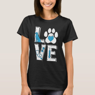 T-shirt Technicien Vétérinaire Amour Animaux Rétro Technic