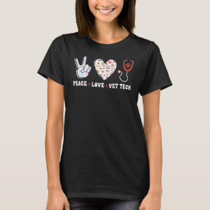 T-shirt Technicien Vétérinaire Amour Paix Vétérinaire