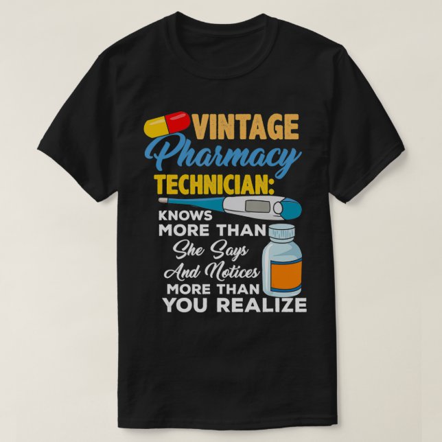T-shirt Technicien vintage en pharmacie (Design devant)