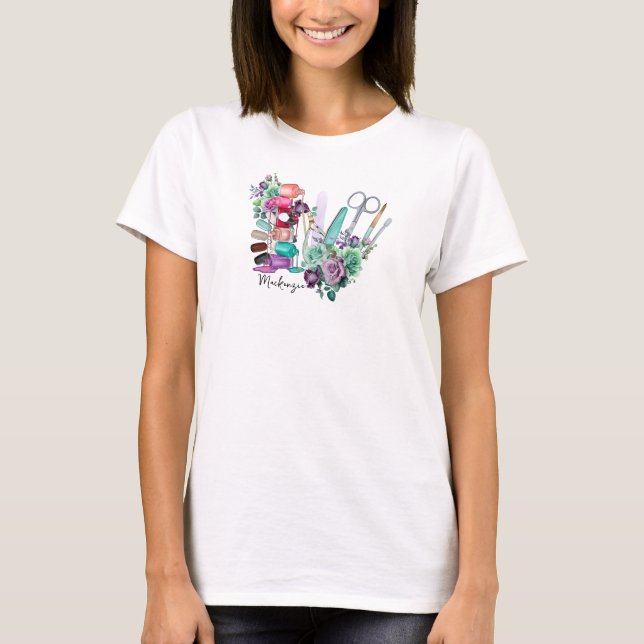T-shirt Technicienne en onglerie personnalisée (Devant)