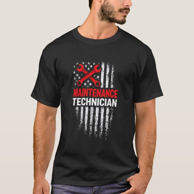 T-shirt Techniciens de maintenance Drapeau patriotique Fiè (Devant)