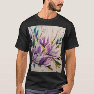 T-shirt technique Abstraite peinture à l'huile fleurs feui