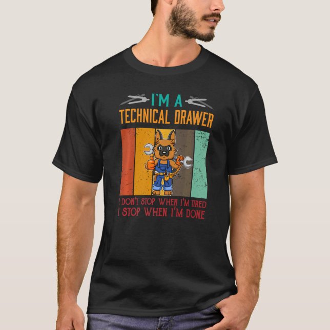 T-shirt technique pour hommes, j'arrête de dessine (Devant)