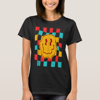 T-shirt Techno Acid House Music Retro Groovy Smile Checker