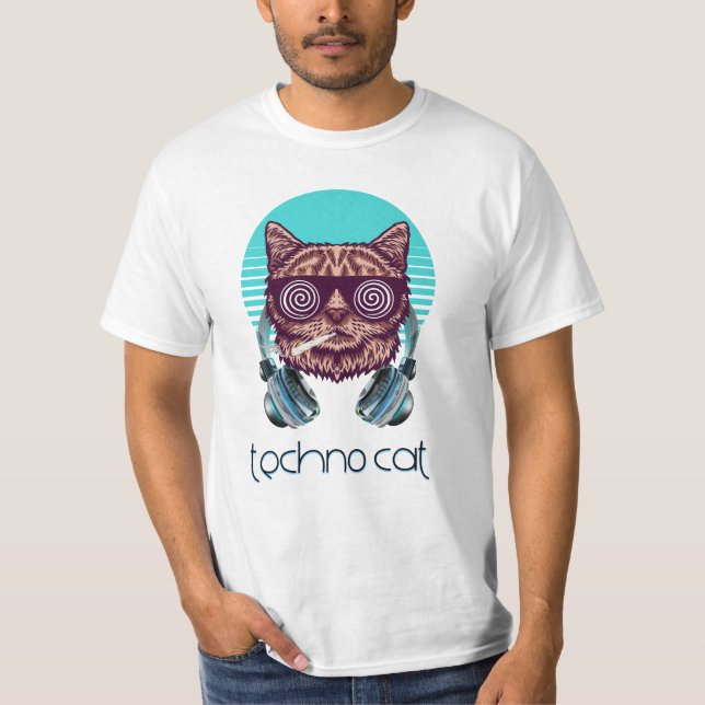 T-shirt Techno cat - Catsondrugs.com (Devant)