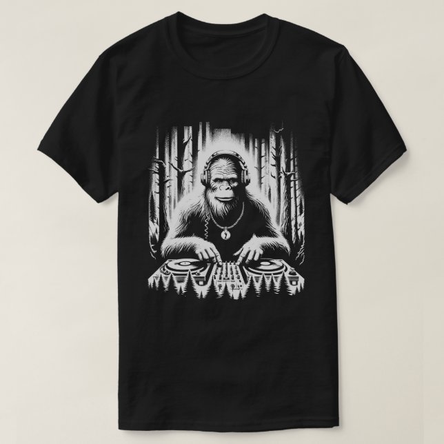 T-shirt Techno DJ Bigfoot Disco Electronic EDM Music Amusa (Design devant)