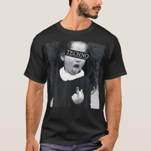 T-shirt Techno-Enfant Avec La Langue Moyen Doigt Raver