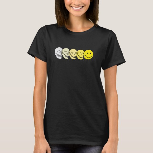 T-shirt Techno Evolution, Acid House Smile, Techno DJ Musi (Devant)