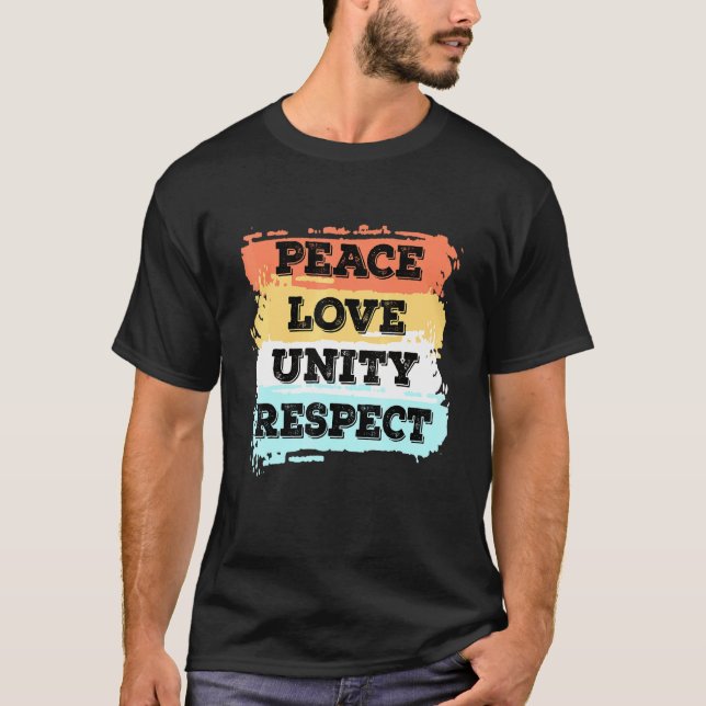 T-shirt Techno Music Peace Love Unity Respect Rave Party E (Devant)