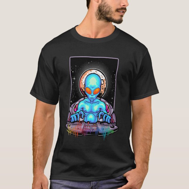 T-shirt Techno Music Psychedelic Alien House DJ Festival (Devant)