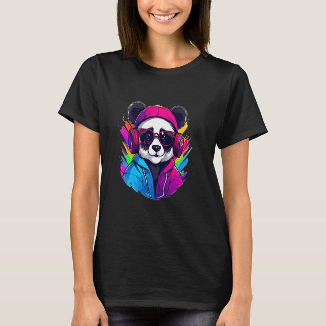 T-shirt Techno Rave Panda House Music Lover Raver (Devant)