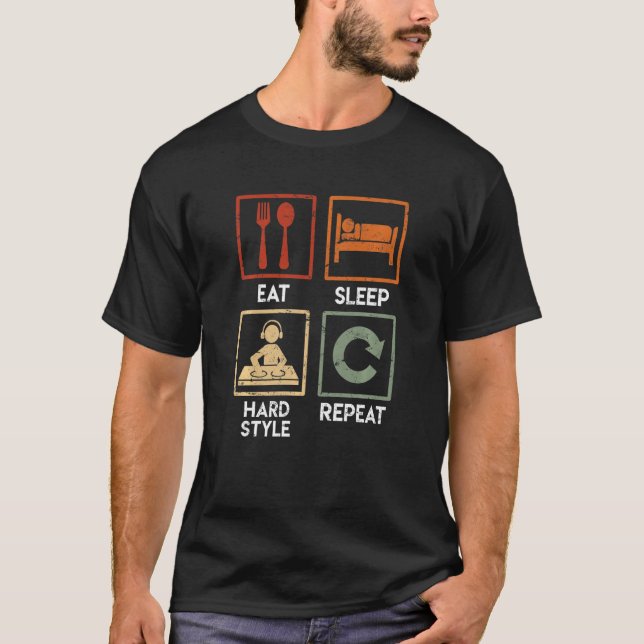 T-shirt Techno Raver Real Sleep Hardstyle Dj (Devant)