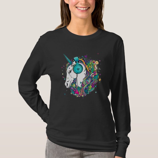 T-shirt Techno Unicorn Dj Music  EDM Festival (Devant)