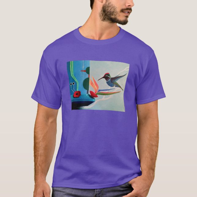 T-shirt Technobird - Hummingbird and techno juxtaposition (Devant)
