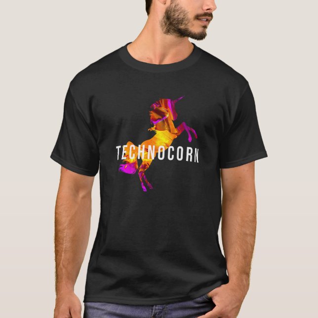 T-shirt Technocorn Techno Festival Rave Music DJ EDM Bass  (Devant)