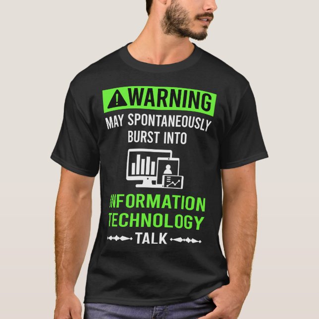 T-shirt Technologie de l'information d'avertissement vert (Devant)