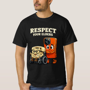 T-shirt Technologie de Smartphone Rétro Respectez Vos Aîné