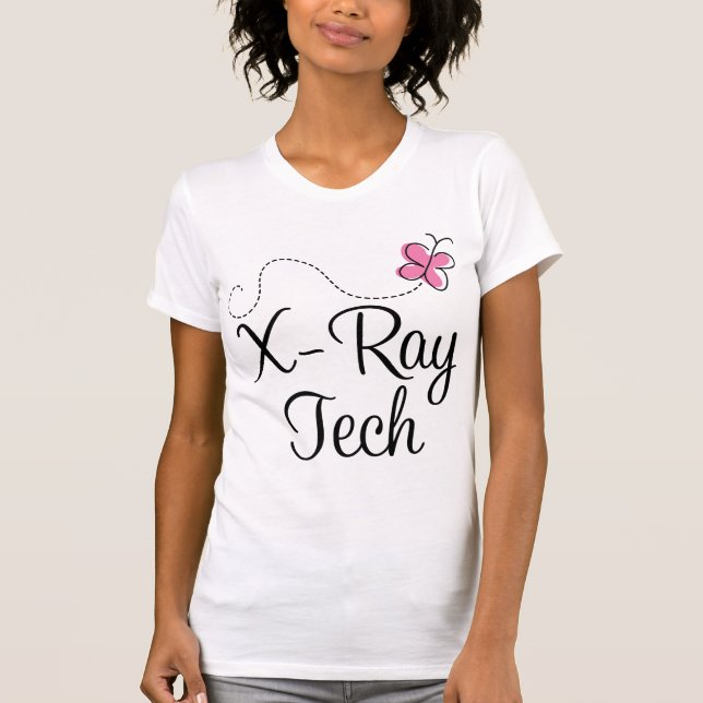 T-shirt Technologie rose mignonne de rayon X de papillon (Devant)
