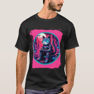 T-shirt Technologies Feline futuriste
