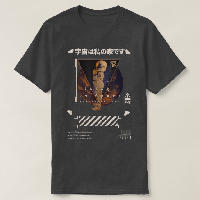 T-shirt Techwear Cyberpunk Vivre dans l'espace (Design devant)