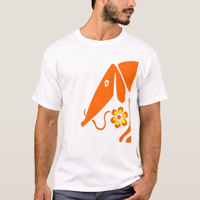 t-shirt teckel avec fleur (Devant)