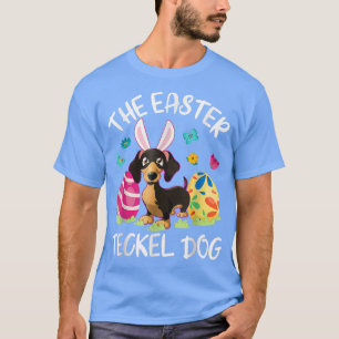 T-shirt Teckel Chien Lapin Dansant Oeufs Heureux Le Tec Pâ