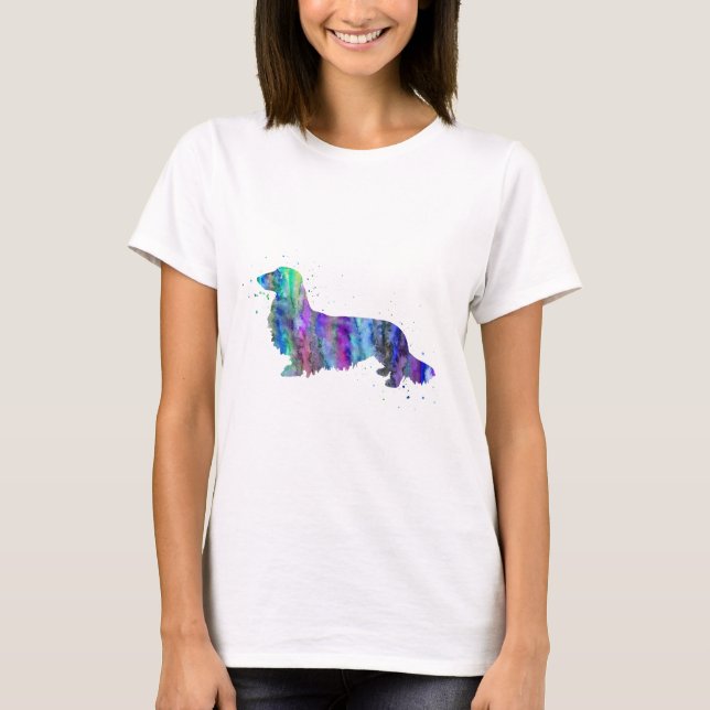 T-shirt Teckel, copie d'aquarelle de chien de teckel, (Devant)