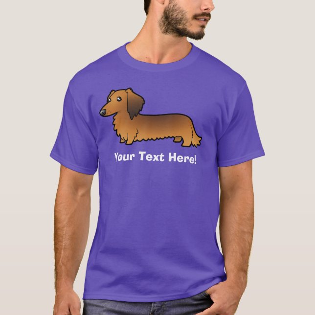 T-shirt Teckel de bande dessinée (à cheveux longs) (Devant)