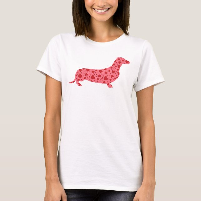 T-shirt Teckel de coeurs de Valentine (Devant)