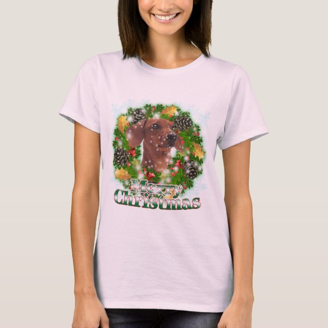 T-shirt Teckel de Joyeux Noël (Devant)