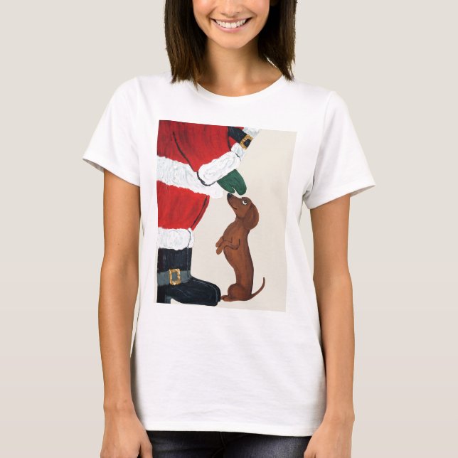 T-shirt Teckel et Père Noël (Devant)