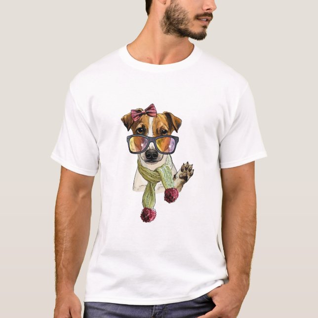 T-shirt Teckell terrier Jack Russell branché (Devant)