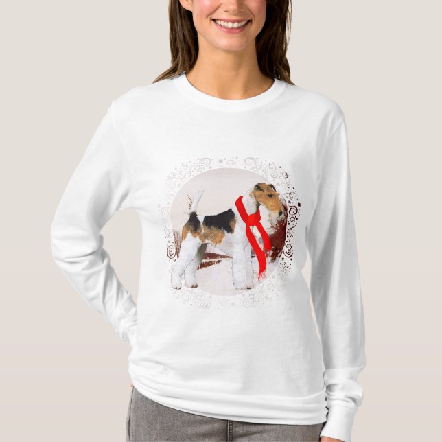 T-shirt Teckels à poil dur Wire Fox Terrier Hiver (Devant)