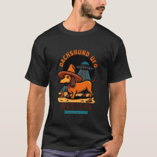 T-shirt Teckels Cowboy UFO Drôle Western Extraterrestre Ch