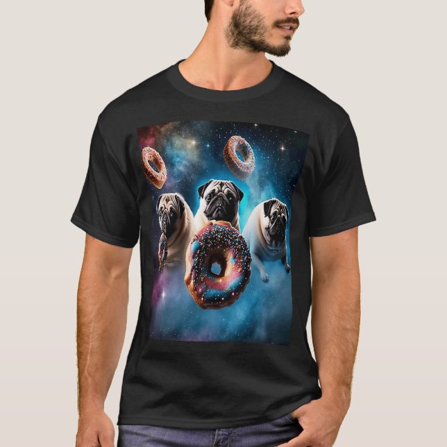 T-shirt Teckels Dans L'Espace Avec Donuts Mignons Garçons  (Devant)