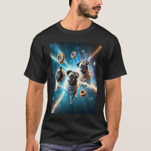 T-shirt Teckels Dans L'Espace Avec Donuts Mignons Garçons