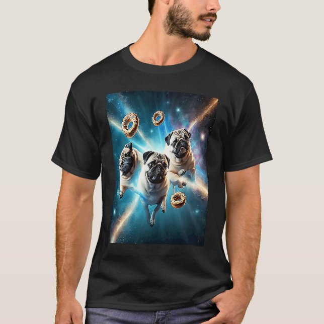 T-shirt Teckels Dans L'Espace Avec Donuts Mignons Garçons  (Devant)