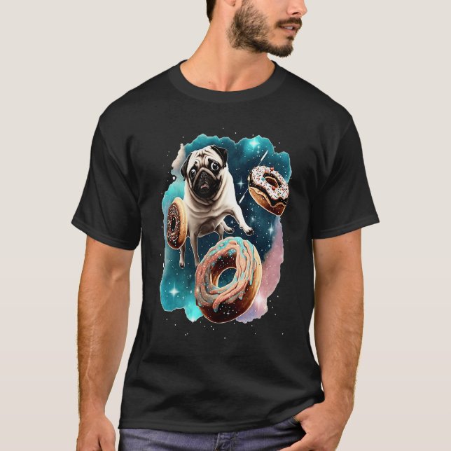 T-shirt Teckels Dans L'Espace Avec Donuts Mignons Garçons  (Devant)