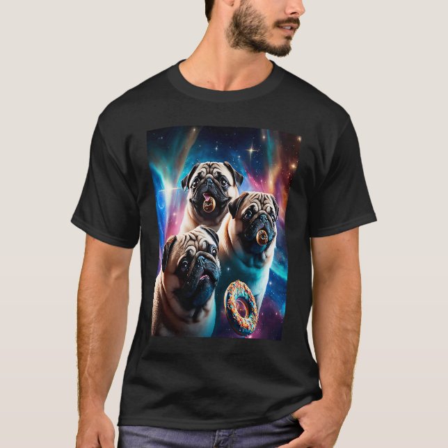 T-shirt Teckels Dans L'Espace Avec Donuts Mignons Garçons  (Devant)