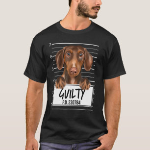 T-shirt Teckels Marron Photo D'identité Chien Coupable