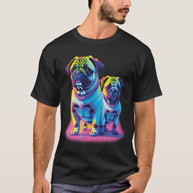 T-shirt Teckels Pop en Rose (Devant)