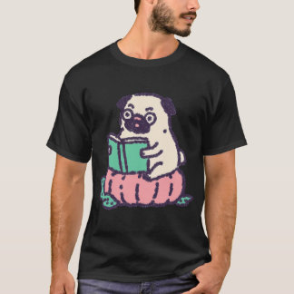 T-shirt Teckkel lisant citrouille, illustration cosy à tex