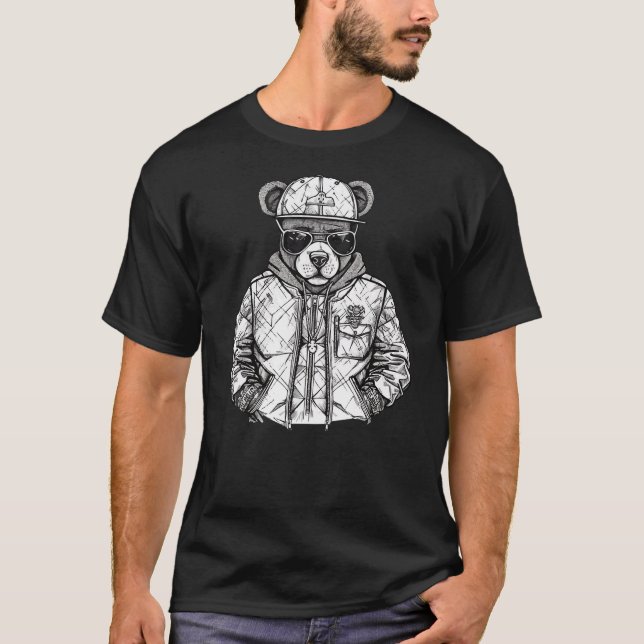 T-shirt Teddy Bear Gangster Street Rap Hip Hop Drip Swag U (Devant)