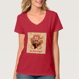 T-shirt Teddy Bear Holding Heart Photo Saint-Valentin